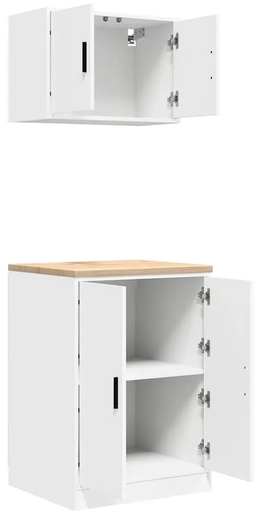 Armários de garagem 2 pcs derivados de madeira branco