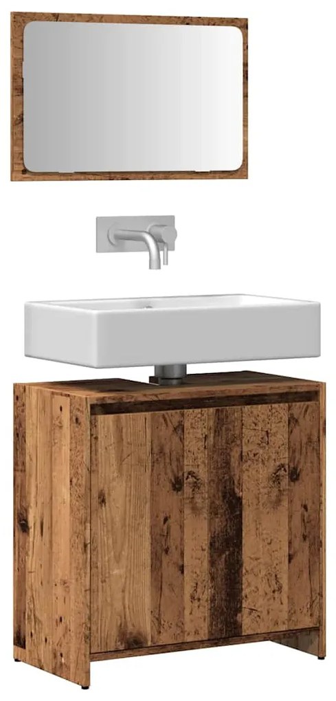 vidaXL 2 pcs conj. móveis casa banho derivados madeira madeira velha