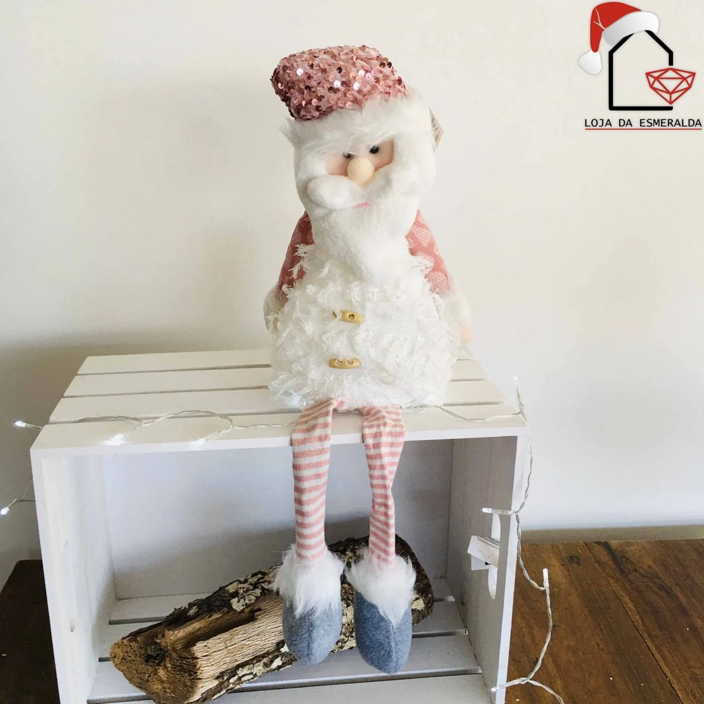 Pai Natal Sentado | Rosa a pilhas