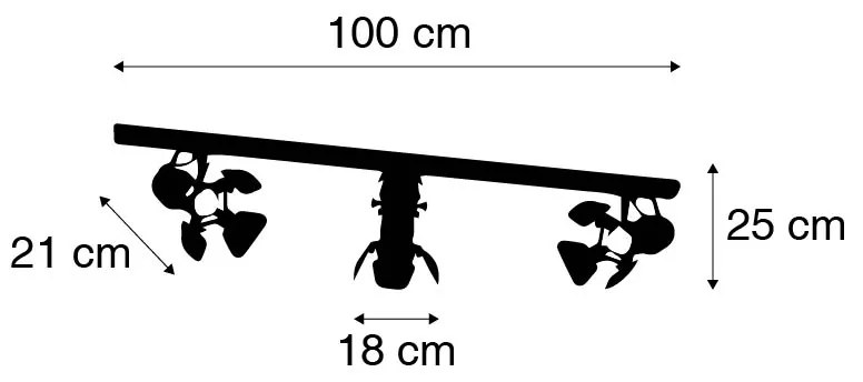 Sistema de calhas inteligente preto 3 luzes incl. Wi-Fi GU10 - Movie