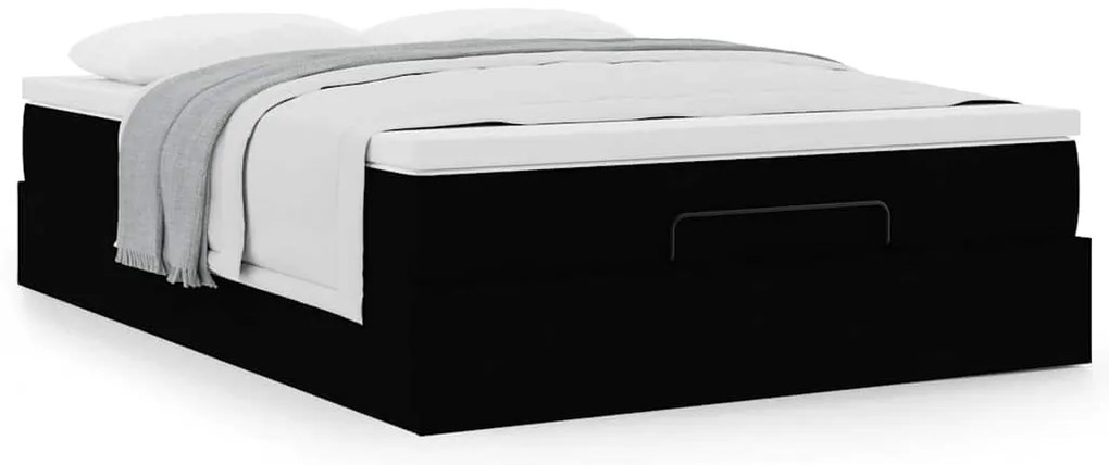 Estrutura de cama otomana com colchão 140x190 cm tecido preto