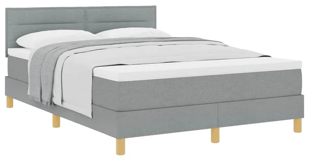 Cama Box Spring com Colchão Cinza Claro 140x200 cm Tecido