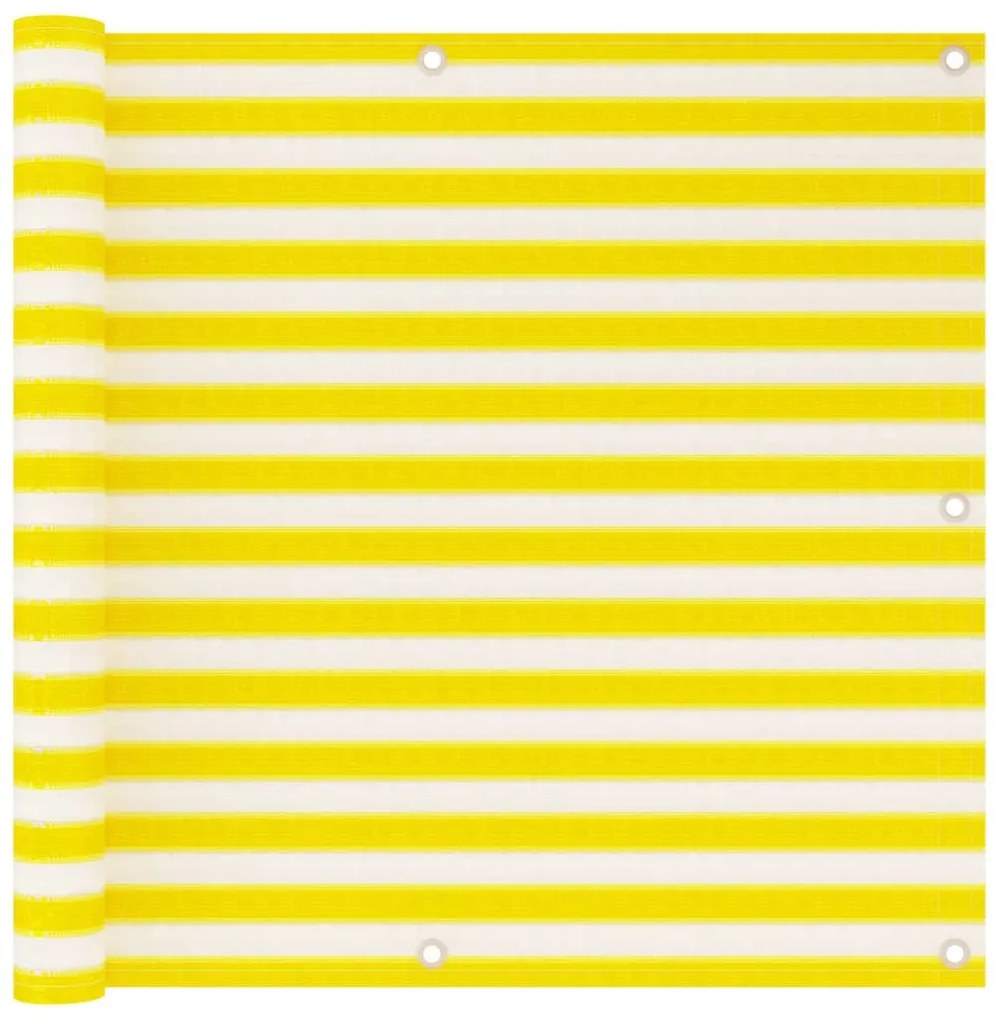 vidaXL Tela de varanda 90x500 cm PEAD amarelo e branco