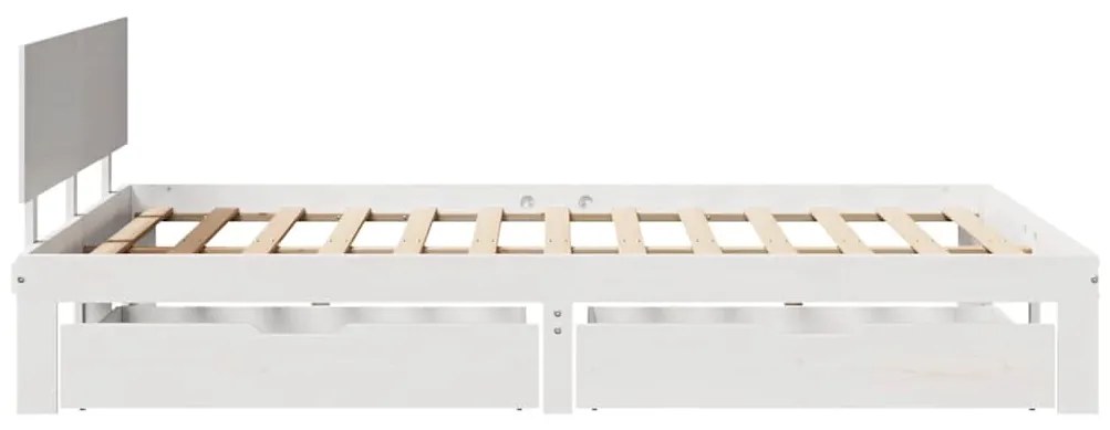 Estrutura de cama c/ gavetas 150x200 cm pinho maciço branco