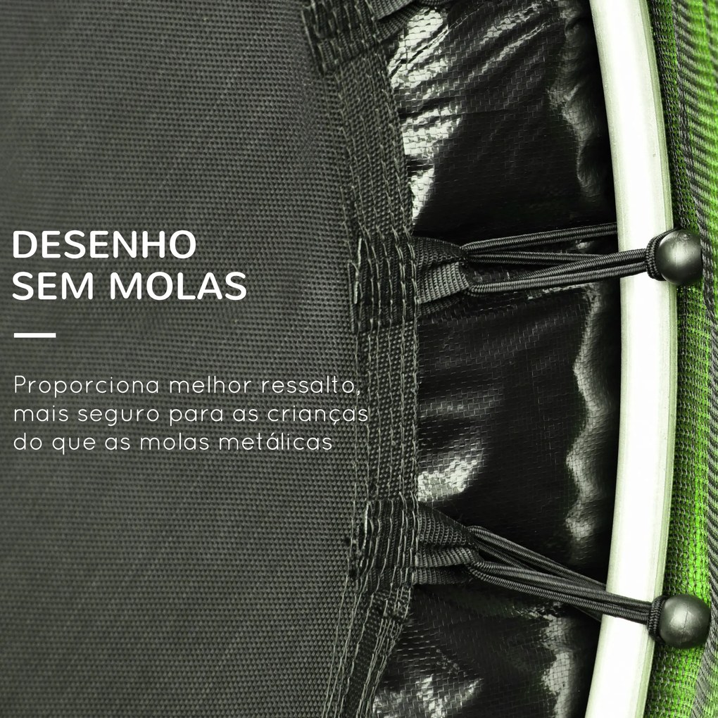 HOMCOM Trampolim Infantil Ø107 cm Trampolim para Crianças de 3-6 Anos com Rede de Segurança Carga 45 kg para Interior Ø140x160 cm Verde
