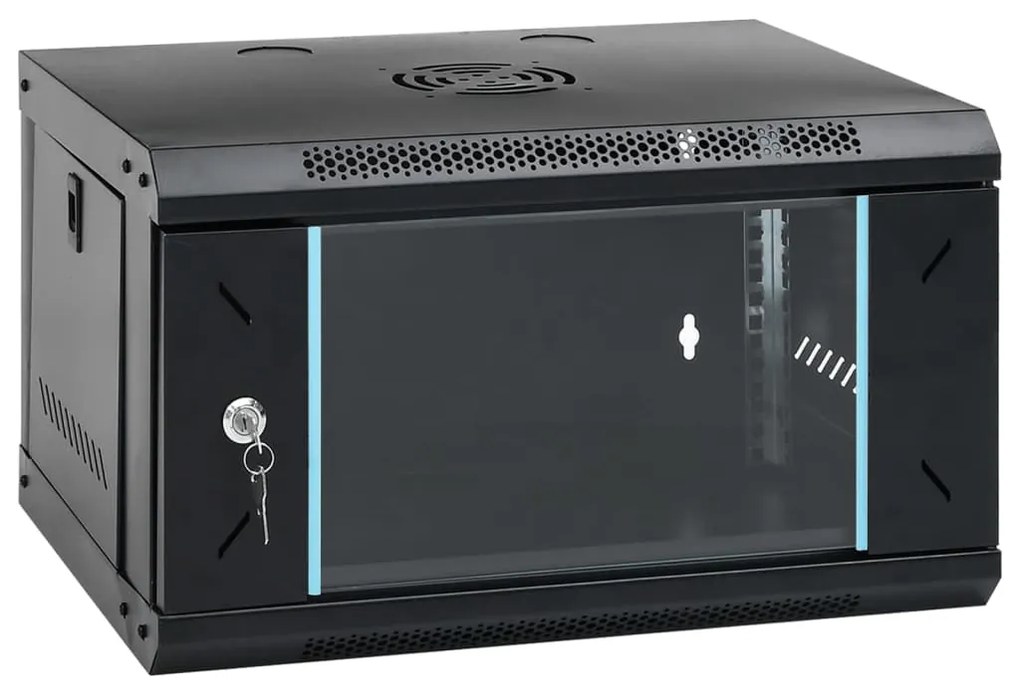 vidaXL Armário de rede de parede 6U 19" IP20 53x40x30 cm