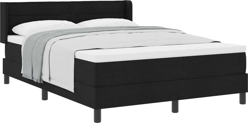 vidaXL Cama Box com colchão com cabeceira Preto 200 x 140 cm Poliéster