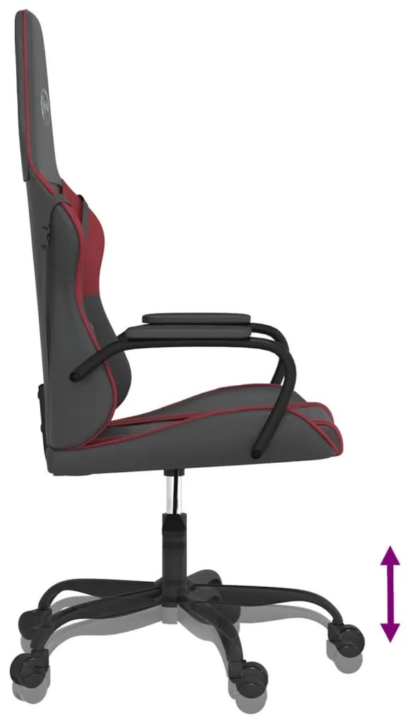 Cadeira gaming massagens couro artificial preto/vermelho tinto