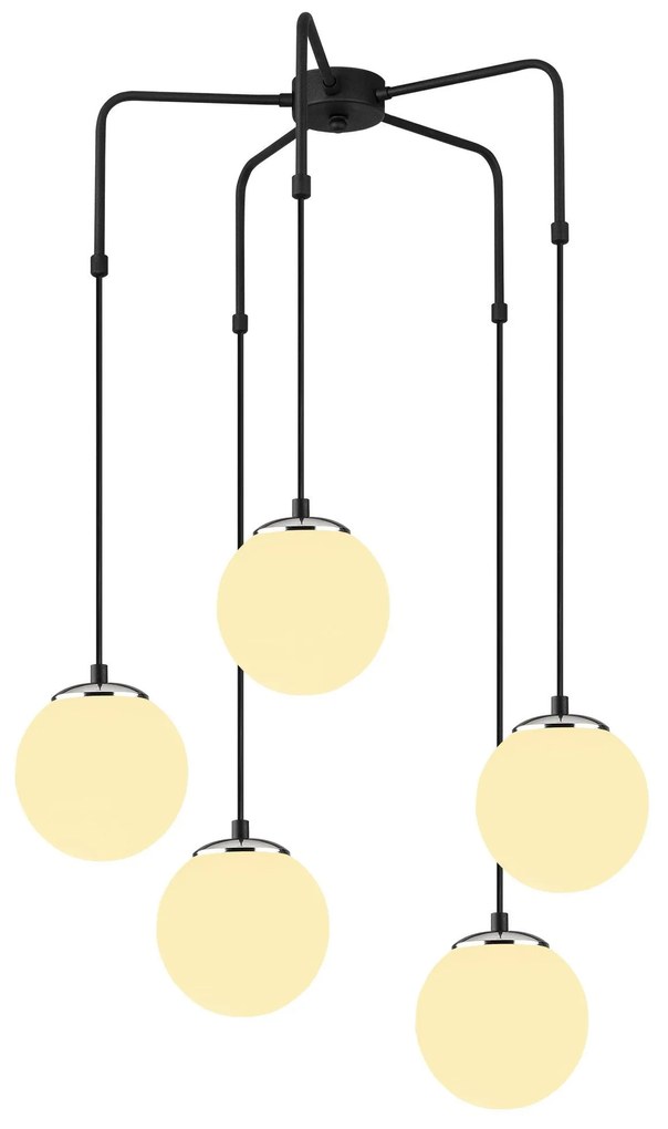 Candeeiro de Teto Uzum – Preto e Branco – 60 cm de Diâmetro, 100 cm de