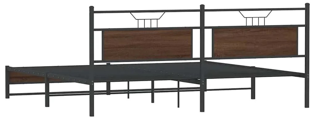 Estrutura cama sem colchão 193x203 cm metal carvalho castanho