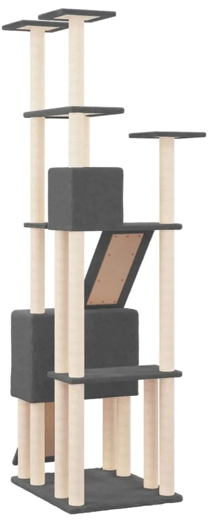 Árvore p/ gatos c/ postes arranhadores sisal 190cm cinza-escuro