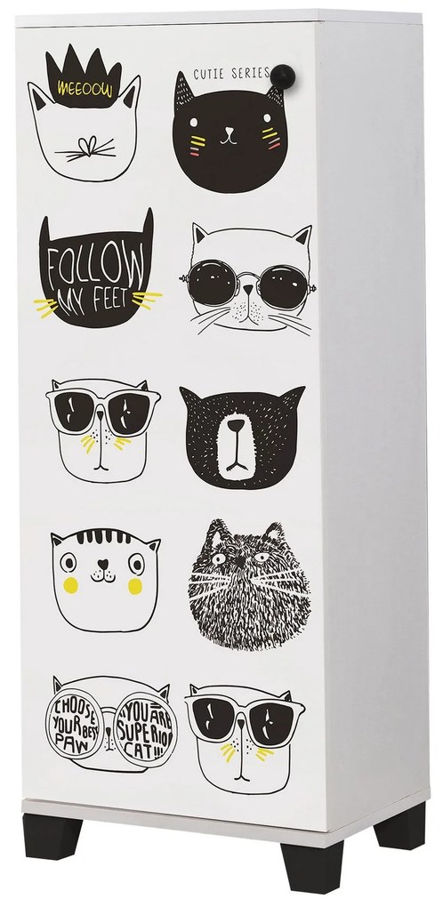 Armário para Sapatos Filinta – Branco/Preto – 50 cm x 127 cm x 38 cm