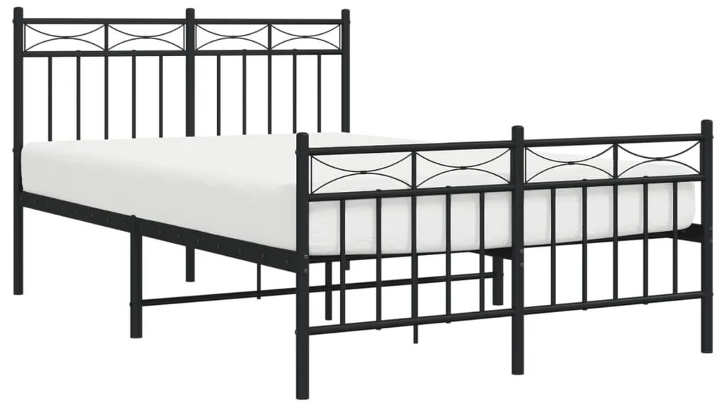 Estrutura de cama com cabeceira e pés 120x190 cm metal preto