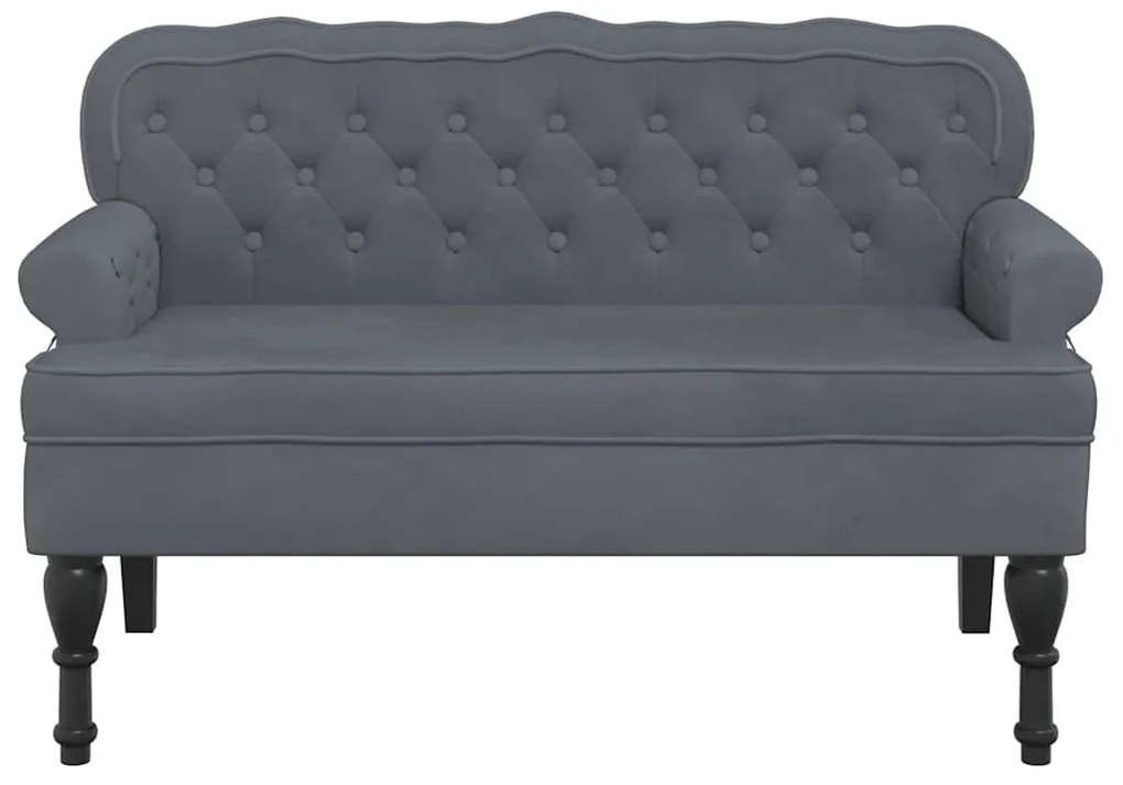 Banco com encosto 119,5x64,5x75 cm veludo cinzento-escuro