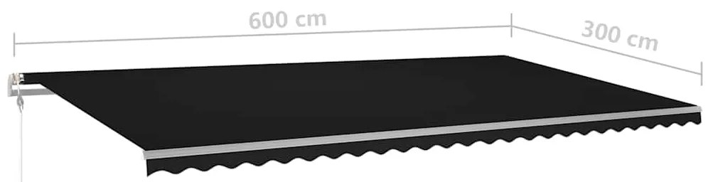 Toldo retrátil manual com LED 6x3 m antracite