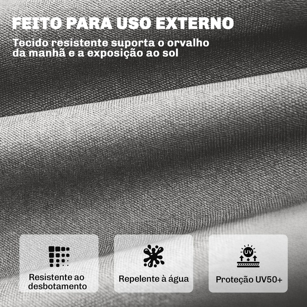 Almofada para espreguiçadeira jardim (NÃO INCLUIDA) com Alças de Fixação Proteção UV50+ Recuperação Lenta Interior Exterior 198x65x13 cm Cinzento