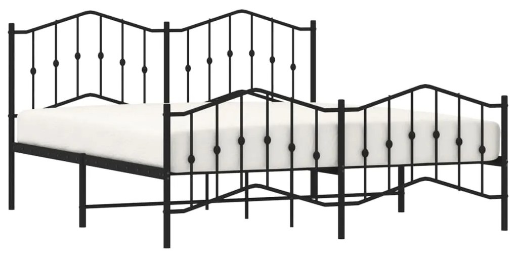 Estrutura de cama com cabeceira e pés 183x213 cm metal preto