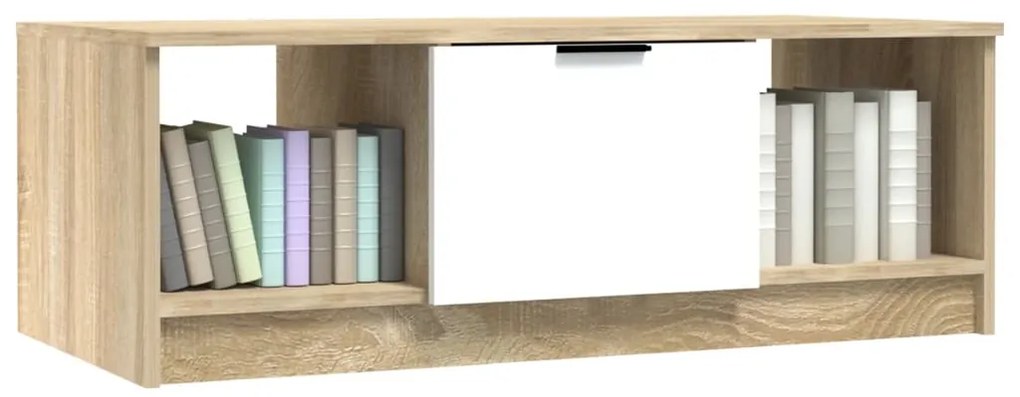 Mesa de centro 102x50x36 cm madeira processada branco/sonoma