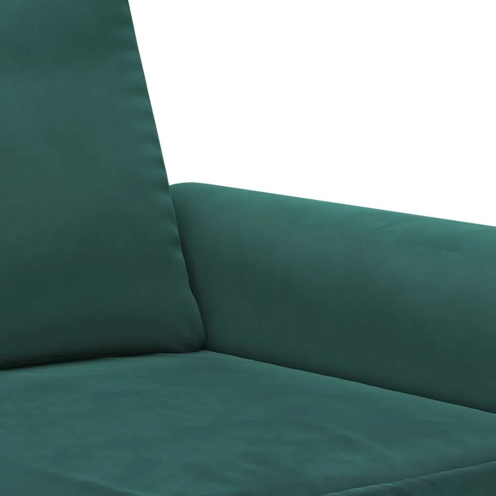 3 pcs conjunto de sofás com almofadas veludo verde-escuro