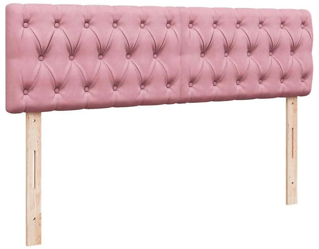 Estrutura de cama otomana com colchão 140x190 cm veludo rosa