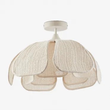 Plafon De Teto Vidson Ø50 Cm & Linho E Algodão Beige Creme - Sklum