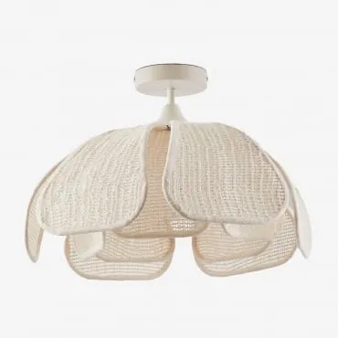 Plafonier De Teto Ø50 Cm Em Linho Vidson Linho E Algodão Beige Creme - Sklum