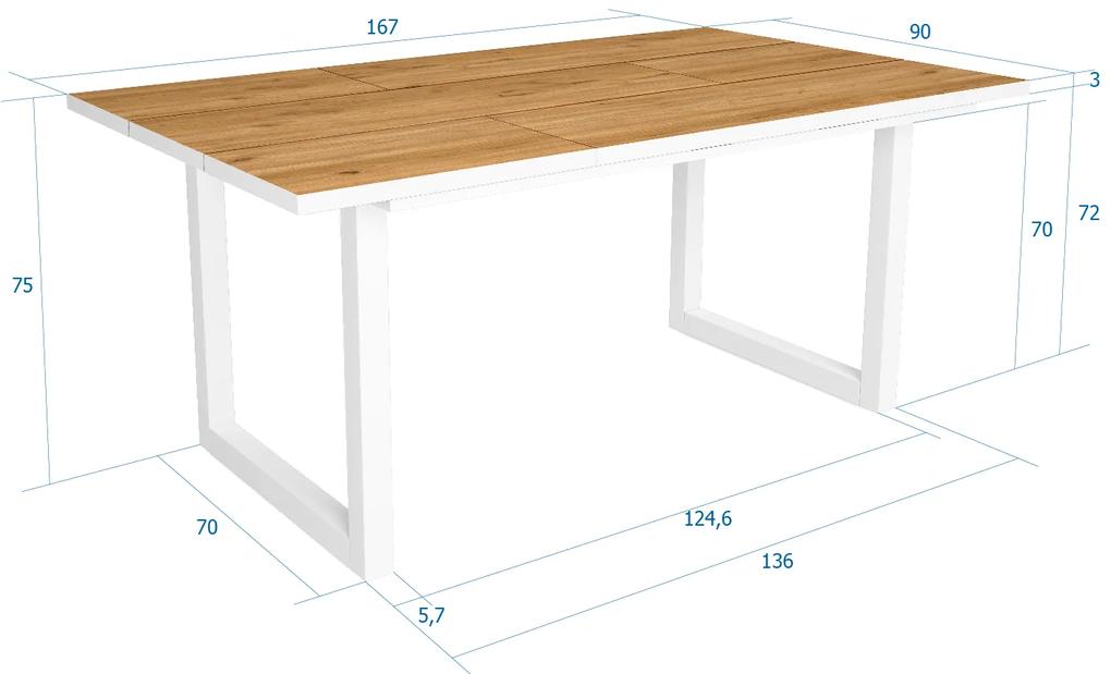 Mesa de sala de jantar | 8 pessoas | 170 | Robusto e estável graças à sua estrutura e pernas sólidas | Ideal para reuniões familiares | Oak e  branca