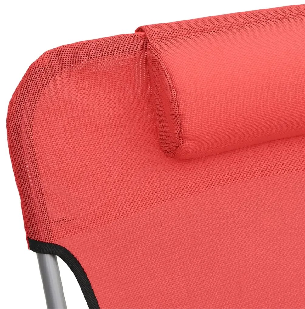 Espreguiçadeiras dobráveis 2 pcs textilene e aço vermelho