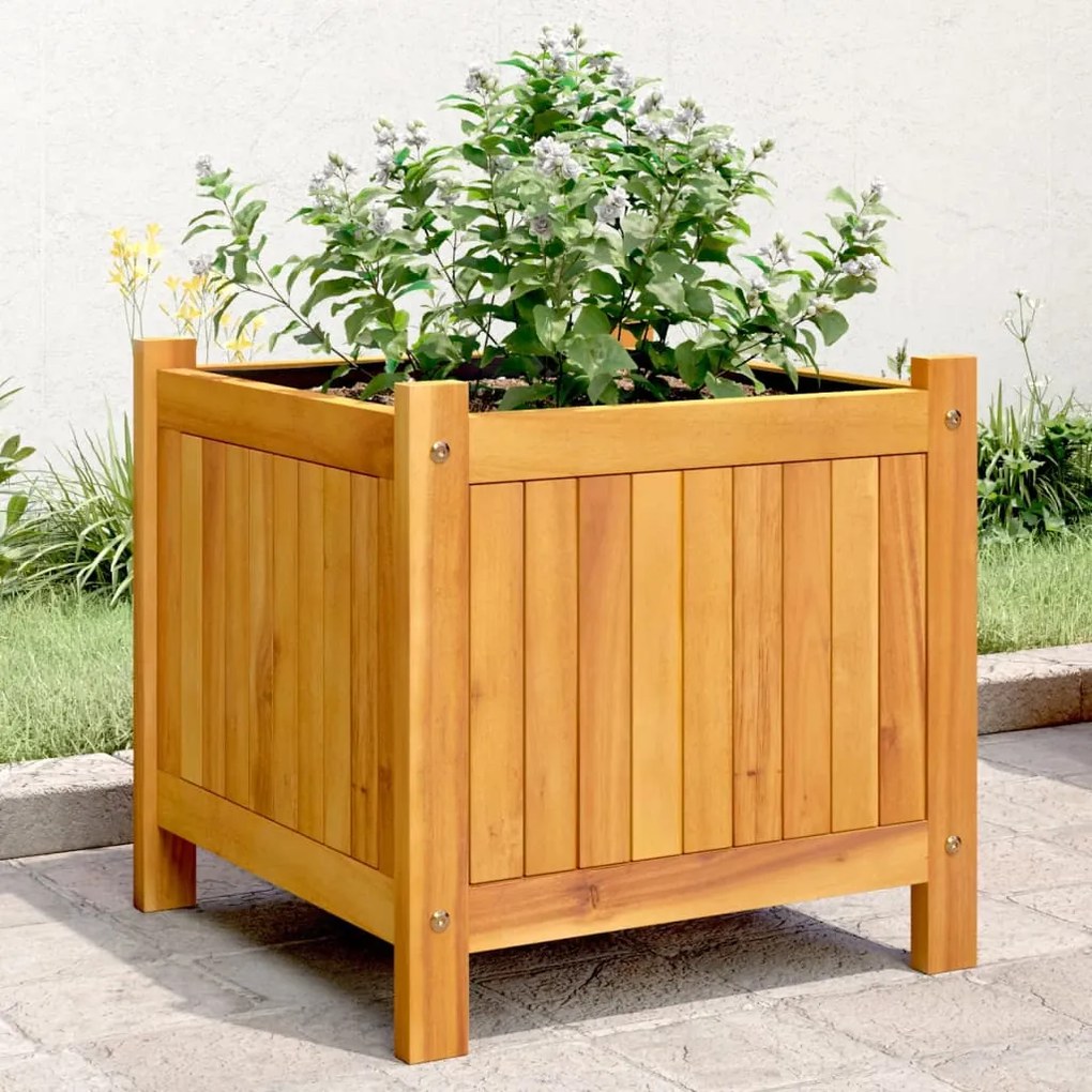 vidaXL Vaso/floreira de jardim com forro 42x42x40 cm acácia maciça