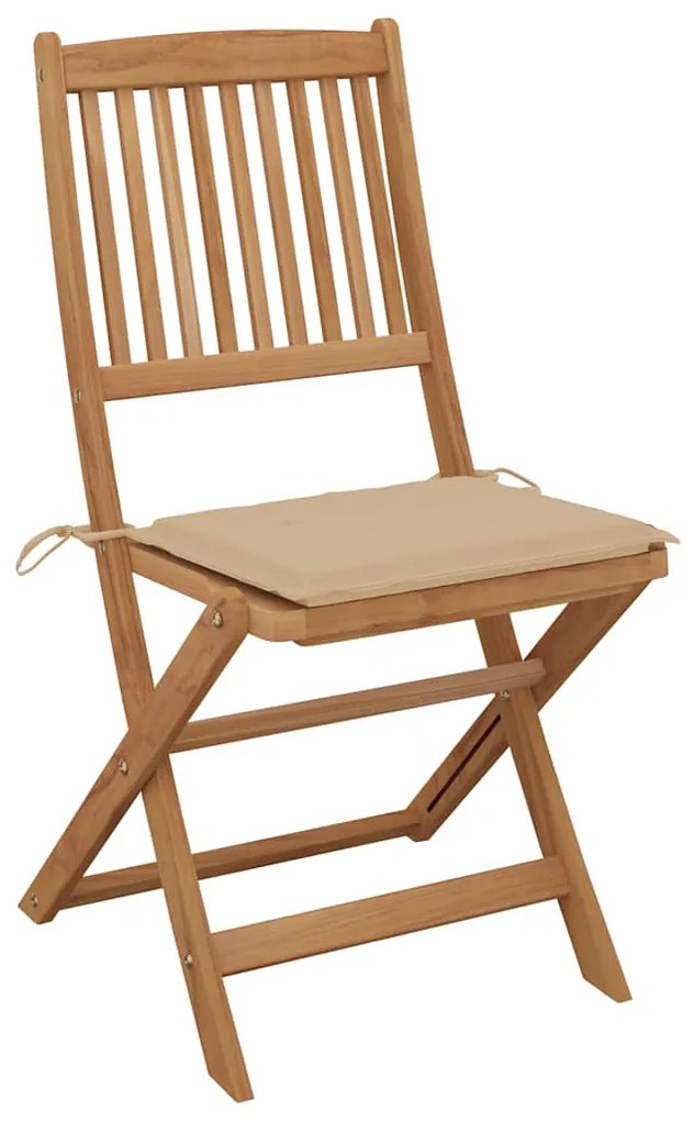 Cadeiras de jardim dobráveis c/ almofadões 4 pcs acácia maciça