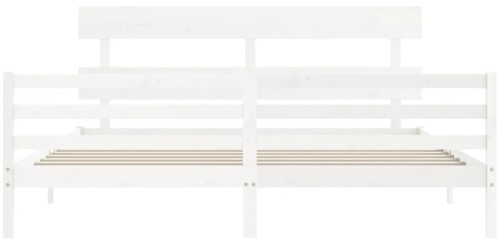 Estrutura de cama com cabeceira 200x200cm madeira maciça branco