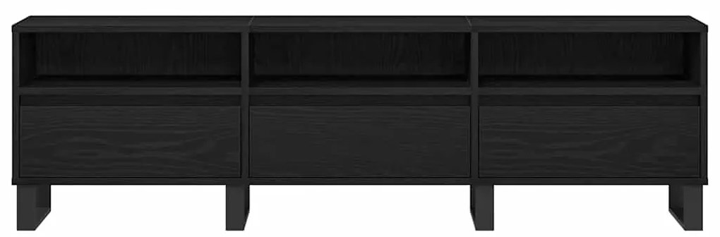 Armário para TV vidaXL Preto Carvalho 150x30x44,5 cm Madeira engenheir
