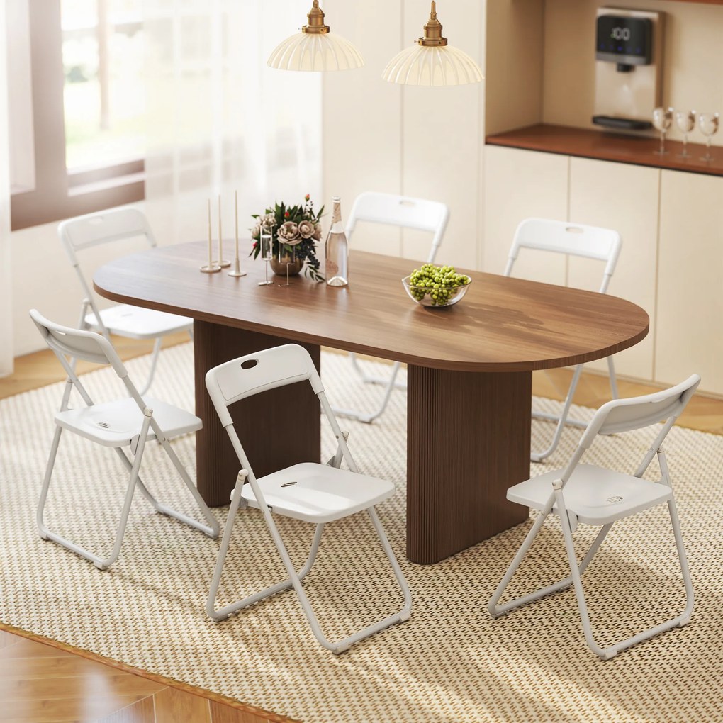 Conjunto de 6 Cadeiras Dobráveis com (MESA NÃO INCLUIDA) Encosto Curvo Assento Côncavo com Ventilação 48,5x47x75 cm Branco