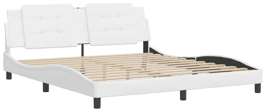 Estrutura cama c/ cabeceira 180x200 cm couro artificial branco