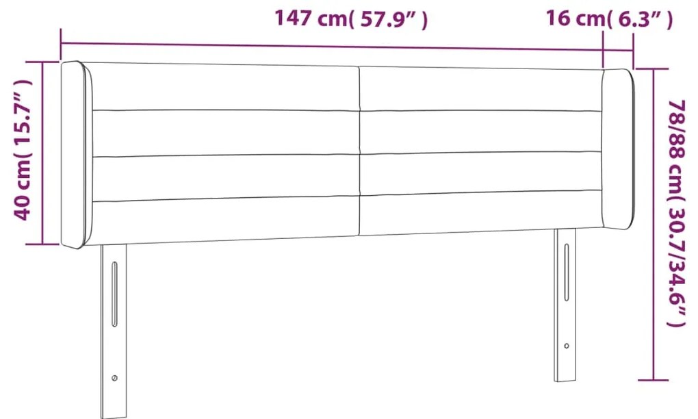 Cabeceira cama c/ luzes LED veludo 147x16x78/88 cm cinza-claro