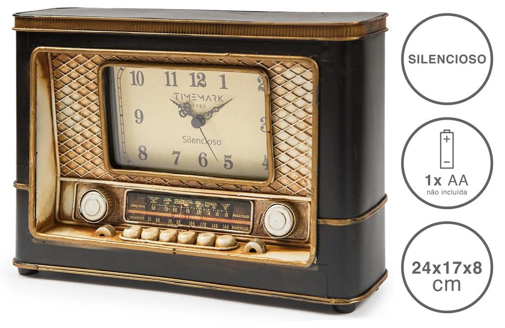 Relógio Rádio Timemark Plástico Castanho 24X17X8cm