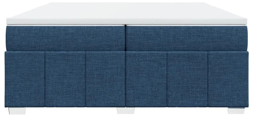 Cama com molas/colchão 200x200 cm tecido azul