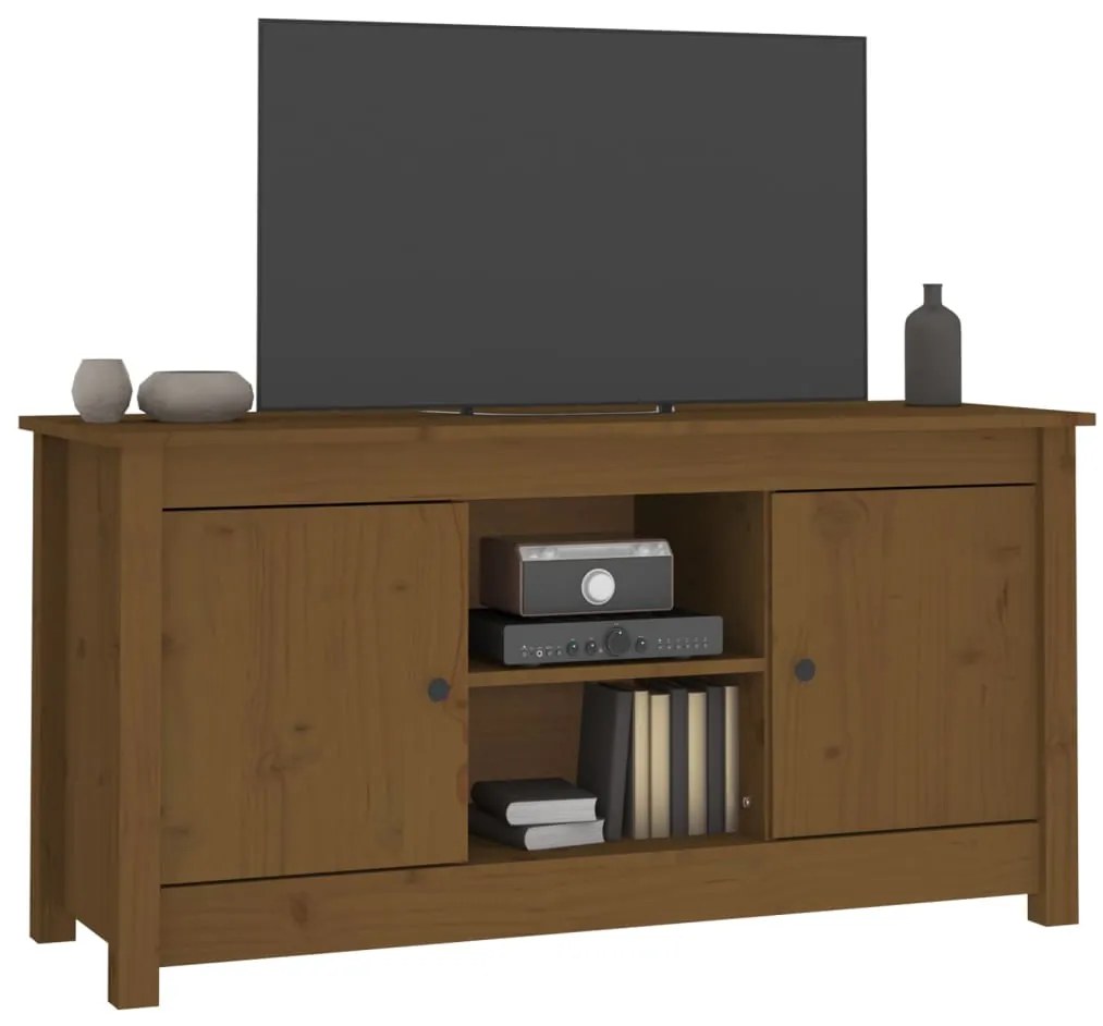 Móvel de TV 103x36,5x52 cm madeira de pinho maciça castanho mel
