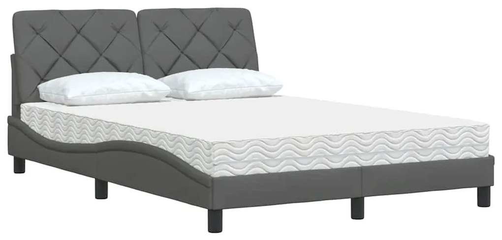 Cama com colchão 140x200 cm tecido cinzento-escuro
