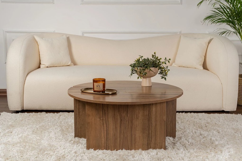 Mesa de Café Moira - Cor Nogueira - Ø90x41 cm