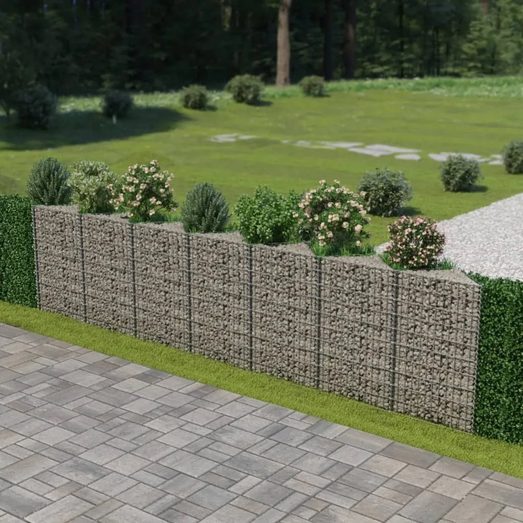 vidaXL Muro gabião em aço galvanizado 450x30x100 cm