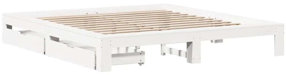 Cama sem colchão 200x200 cm madeira de pinho maciça branco