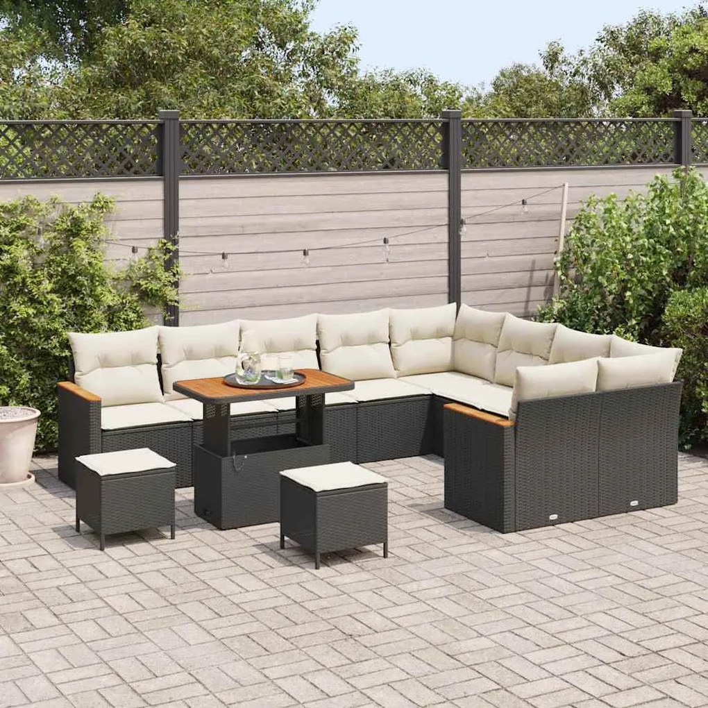 Conjunto de Sofá de Jardim com 12 Peças e Almofadas de Rattan Sintétic