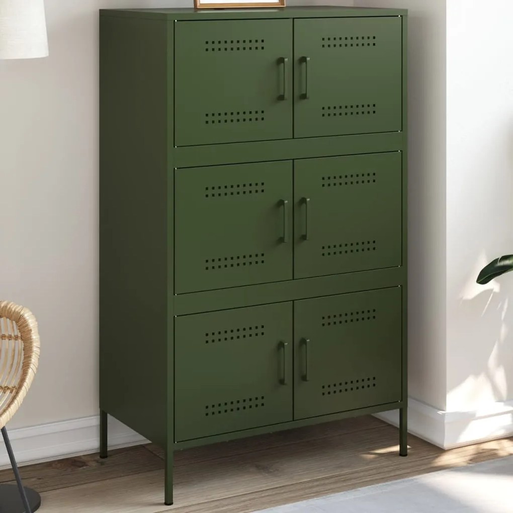 Aparador alto 68x39x113 cm aço verde azeitona