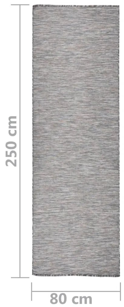 Tapete de tecido plano para exterior 80x250 cm castanho e azul