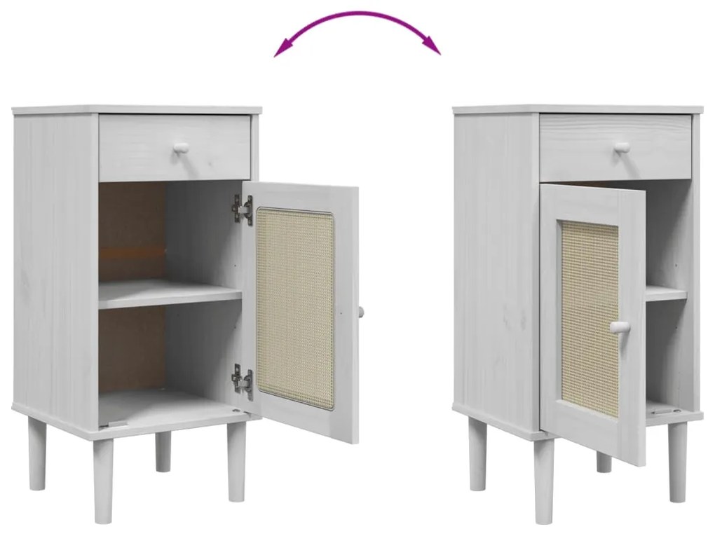 Mesa de cabeceira SENJA 40x35x80 cm pinho maciço branco
