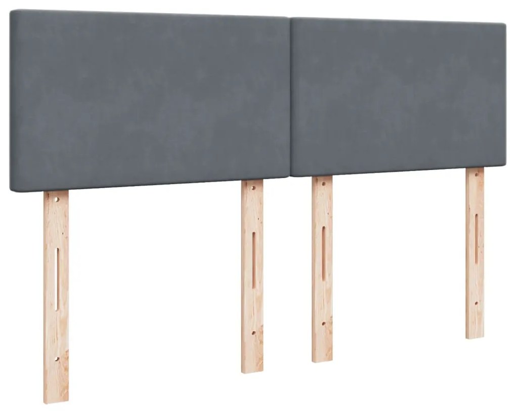 Cama com molas/colchão 140x190 cm veludo cinzento-escuro