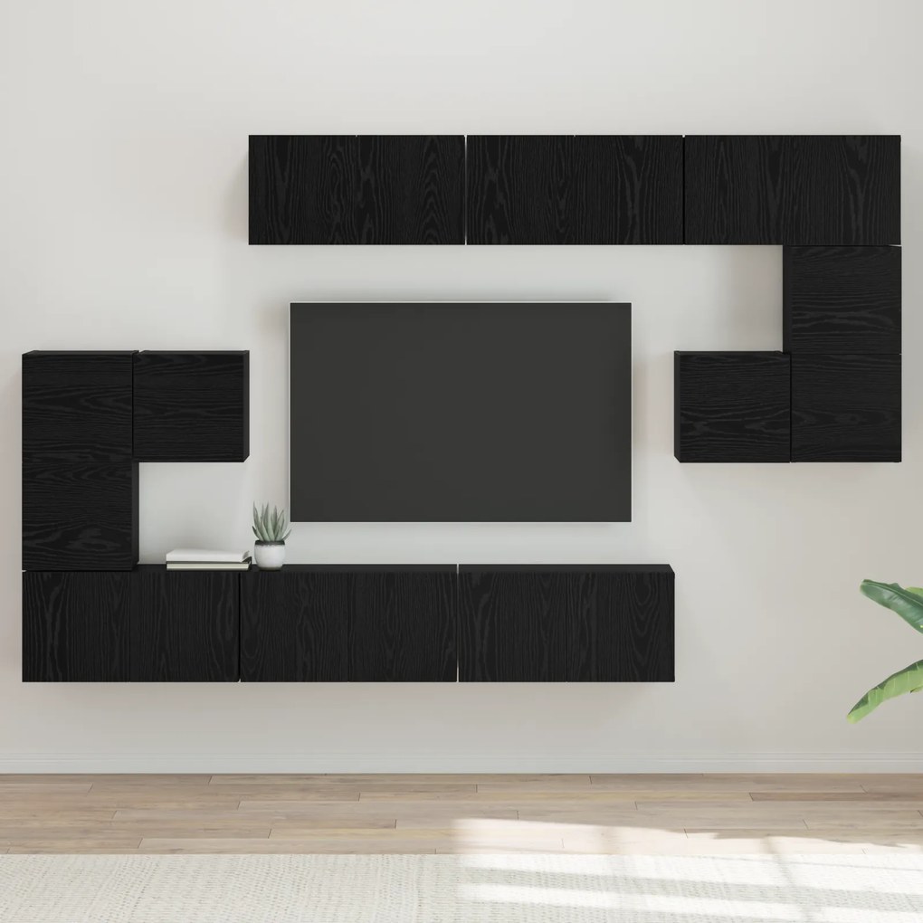 vidaXL Conjunto de Cabides para TV 10 pcs Carvalho Preto