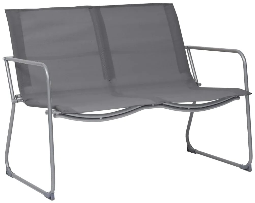 4 pcs conjunto lounge para jardim tecido e aço cinzento
