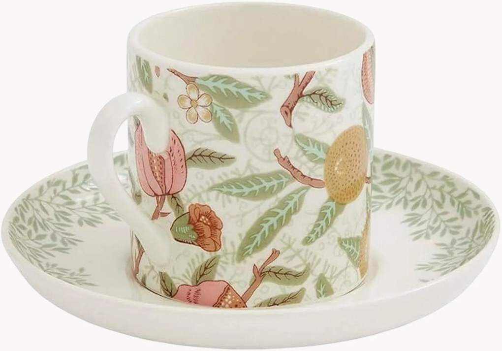 Chávenas de café expresso com pires em grés Morris & Co., conjunto de 4